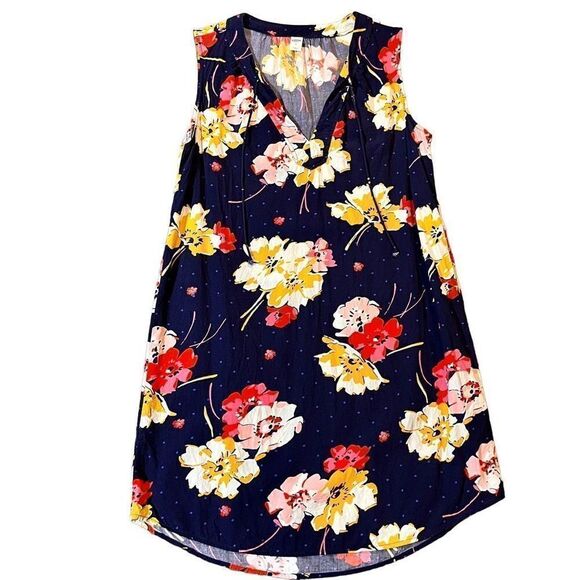 Old Navy Women’s Blue Floral V-Neck Shift Dress Medium - Picture 1 of 11